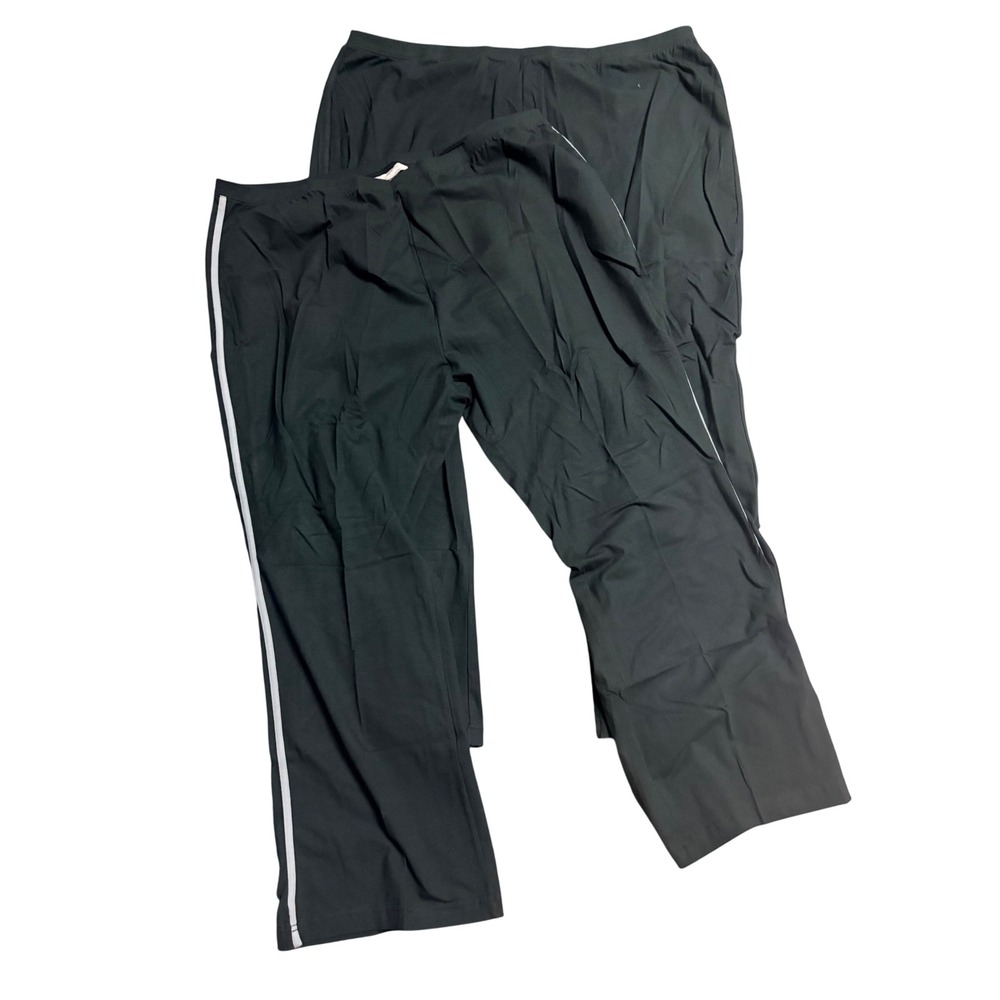 Woman Within Black Side Stripe Active Pants Plus Size 30/32 3X Straight Leg